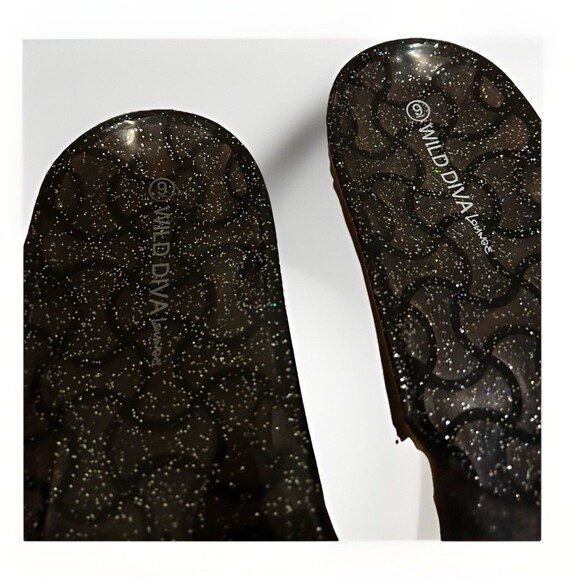 Wild Diva Jelly Slides Black Sparkle Size 9 - Picture 5 of 6
